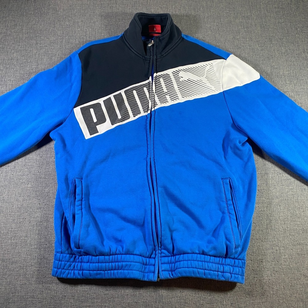 Puma Jacket Mens Size Small Full Zip Graphic Spellout Fleece Lined Lightweight